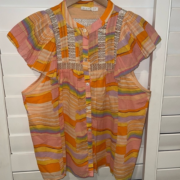 Karlie Multicolor Striped Top NWOT - Picture 2 of 11